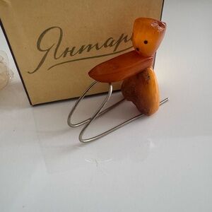 Vintage Amber Baltic Stone White Butterscotch Egg Yolk Figurine 15g Soviet USSR